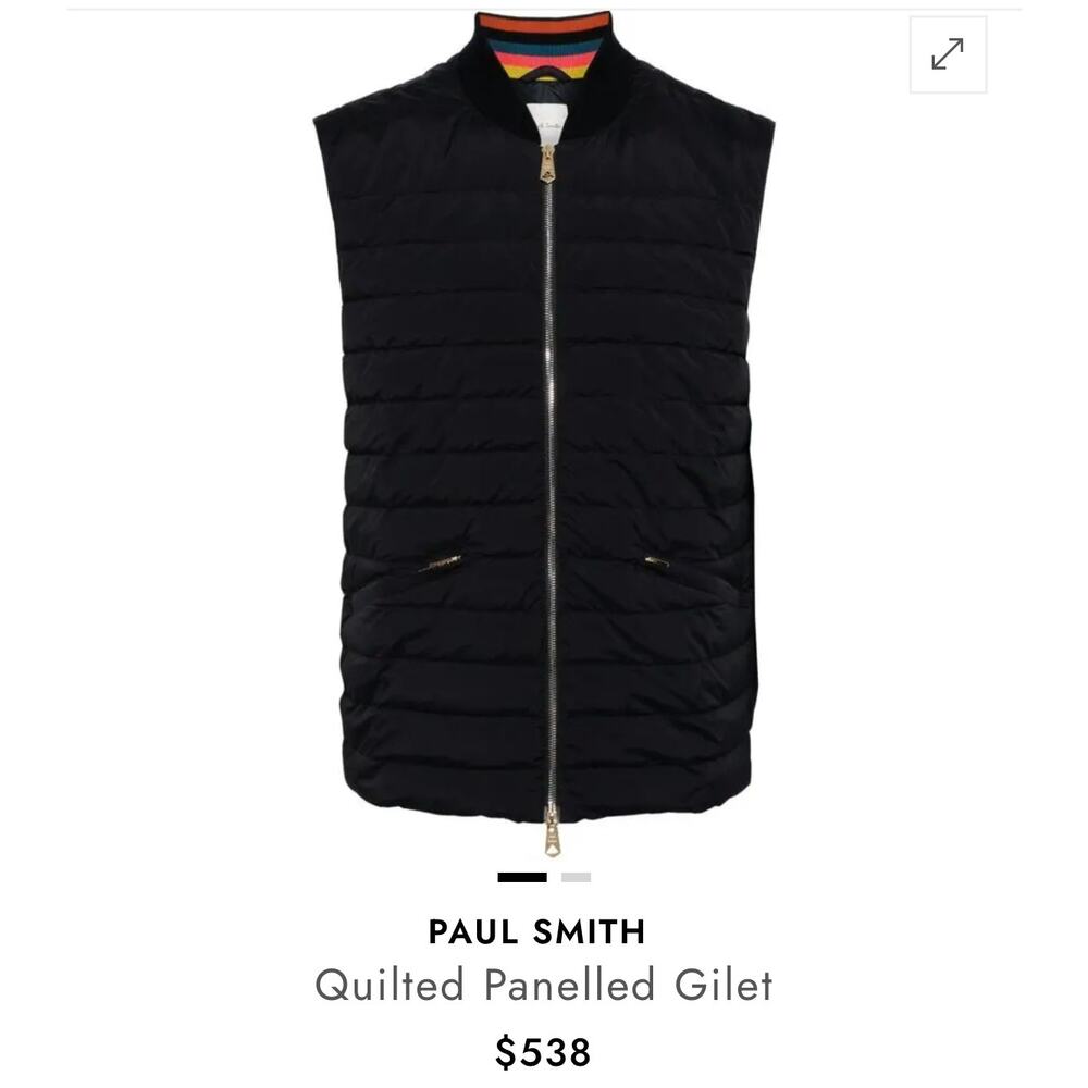 Paul Smith Quilted Panelled Gillet Large Feather Down Utility Luxury Minimalist